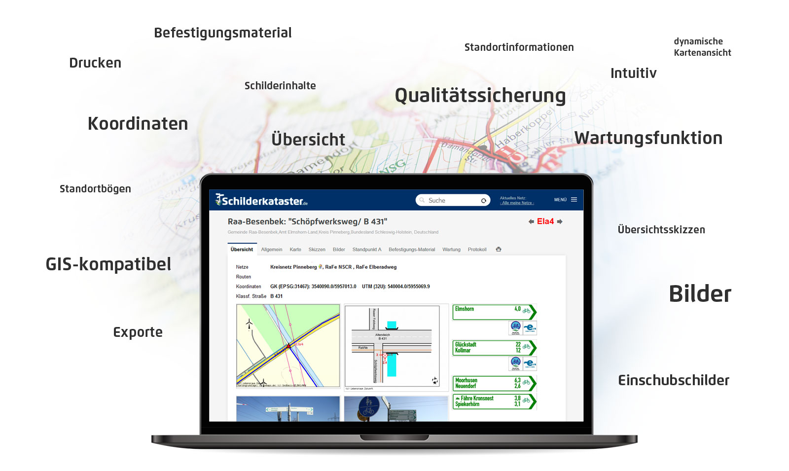 Das Dokumentieren von Standortdaten ist ganz einfach: Schilderkataster.de erlaubt Ihnen, standortbezogene Daten von Wegenetzen zu verwalten. Ganz gleich, ob es sich dabei um Fahrradwegweisung oder Wanderrouten handelt.